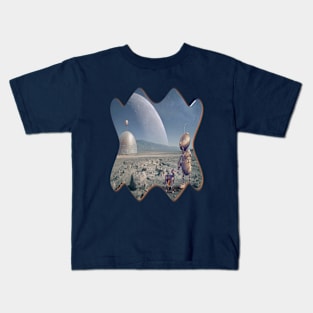 Robot and pet in extraterrestrial city UFO Kids T-Shirt